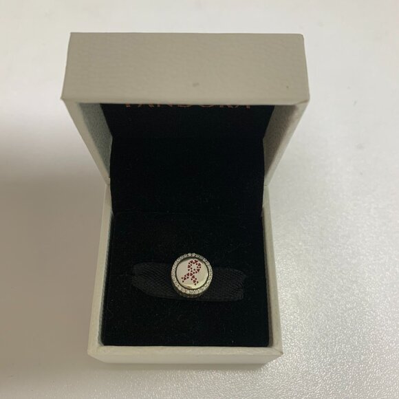 Pandora Breast Cancer Ribbon of Strength Dangle Charm Hope Bead Pendant - Picture 3 of 4